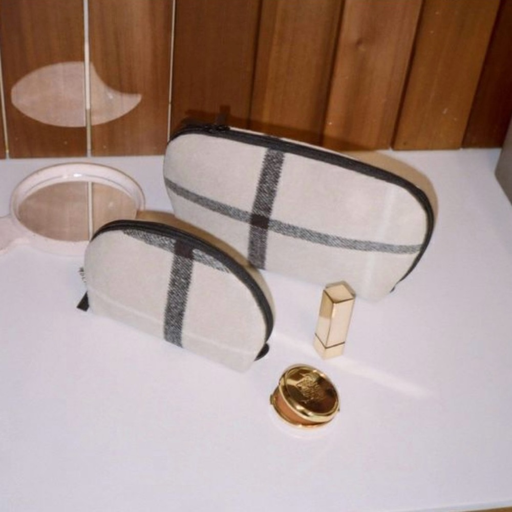 BEIS Cosmetic Pouch Set - Plaid Beige